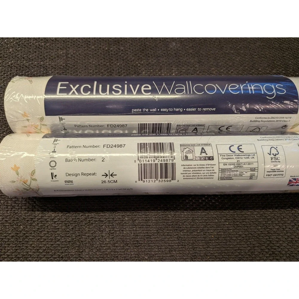 2 Rolls‎ Fine Decor FD24987 Floral Wallpaper Sealed Batch 2 Paste the Wall Sage